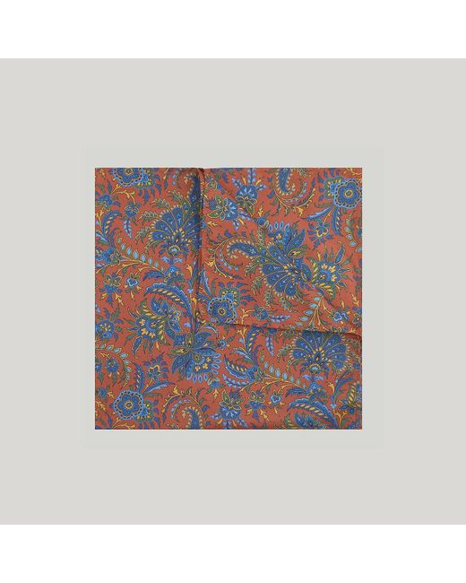 Harvie & Hudson Blue Dark Orange Paisley Silk Hank for men