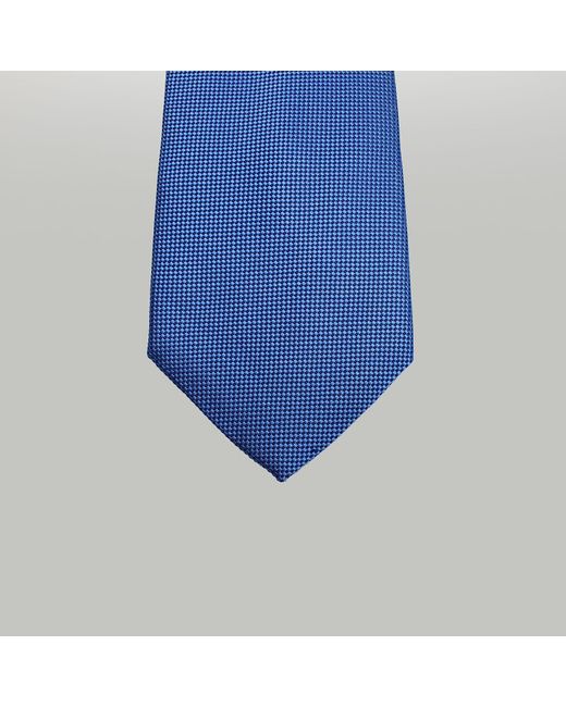Harvie & Hudson Blue Semi Plain Woven Silk Tie for men