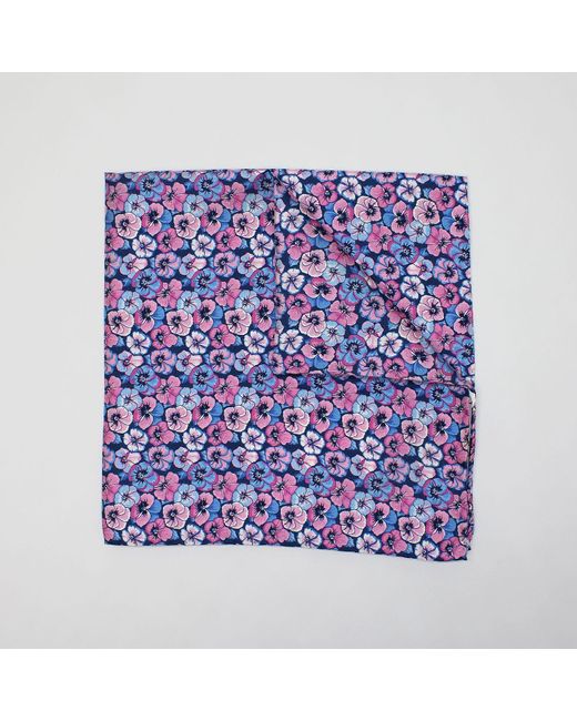 Harvie & Hudson Purple Pink And Blue Petals Printed Silk Hank for men