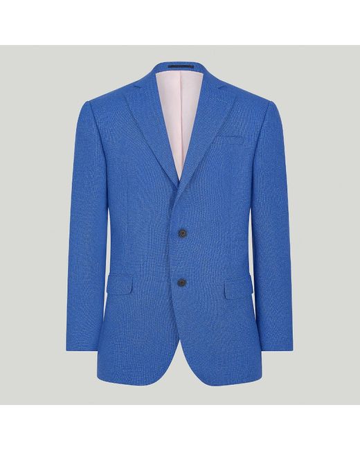 Harvie & Hudson Blue Marl Wool And Linen Jacket for men