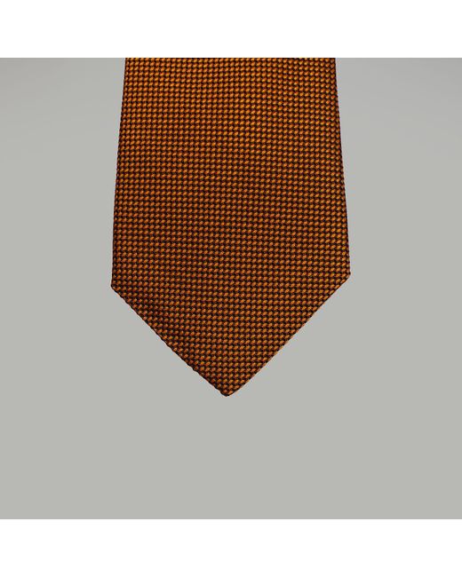 Harvie & Hudson Brown Gold Semi Plain Woven Silk Tie for men