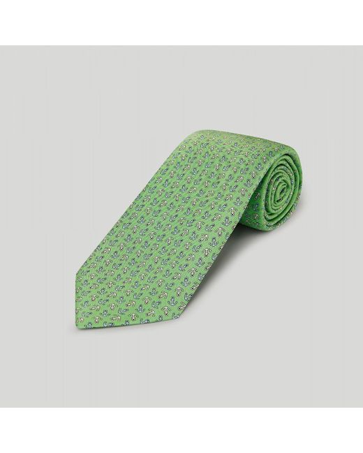 Harvie & Hudson Green Anchors Printed Silk Tie for men