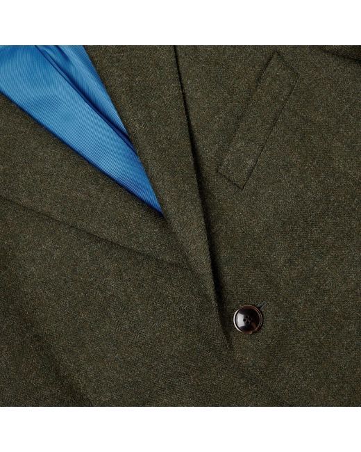 Harvie & Hudson Blue Dark Green Long Wool Coat for men