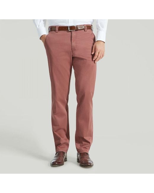 Harvie & Hudson Brown Brick Meyer Cotton Classic Trouser for men