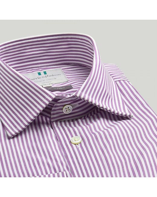 Harvie & Hudson Purple Bengal Stripe Bc Classic Fit Shirt for men