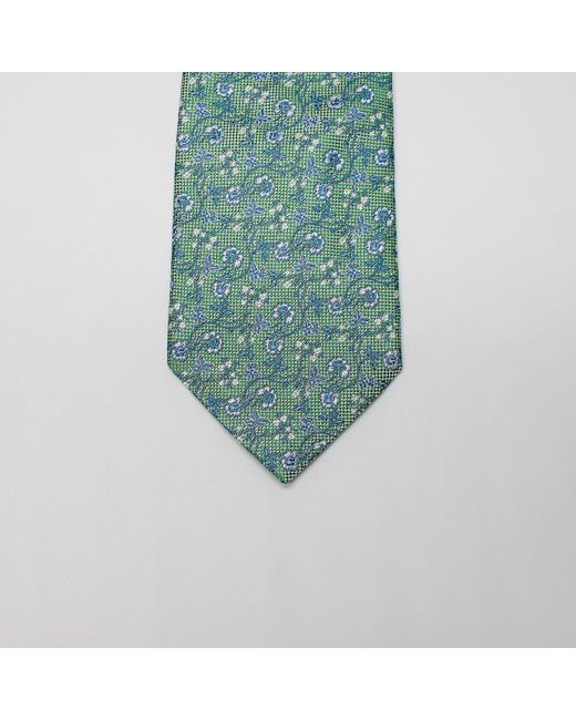 Harvie & Hudson Green Flower Woven Silk Tie for men