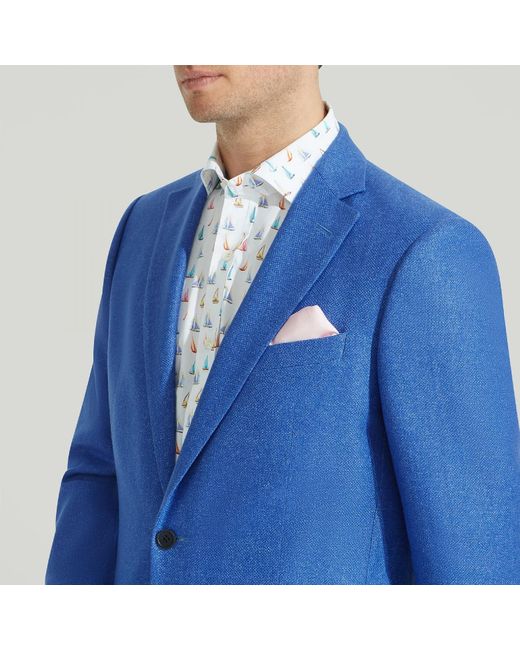 Harvie & Hudson Blue Marl Wool And Linen Jacket for men