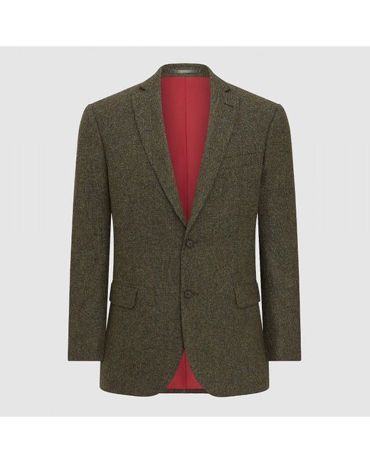 Harvie & Hudson Moss Green Donegal Jacket for men
