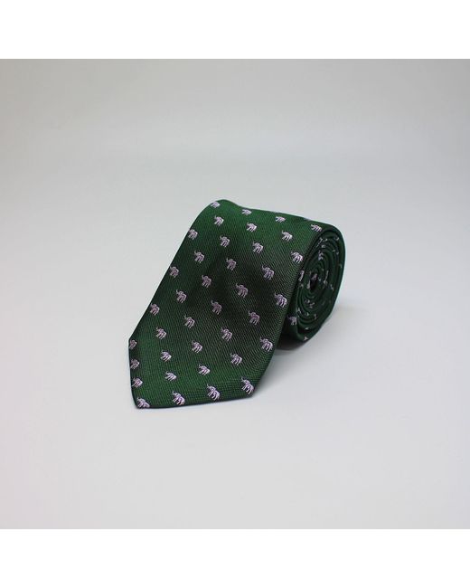 Harvie & Hudson Green Elephants Woven Silk Tie for men