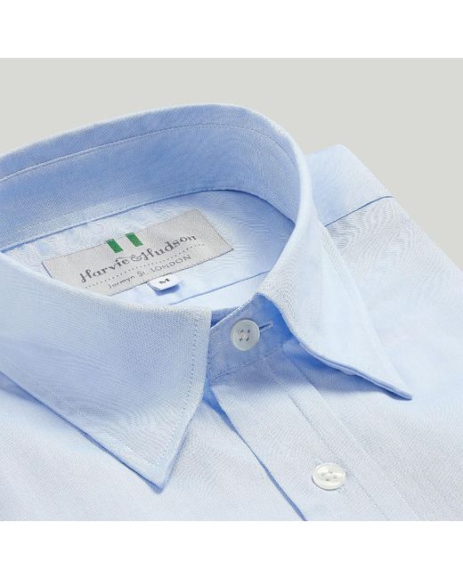 Harvie & Hudson Pale Blue Button Down Cotton Shirt for men