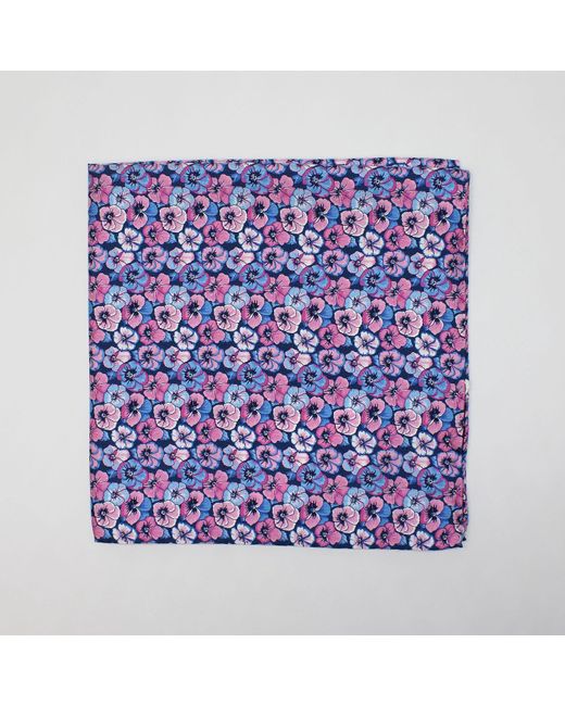Harvie & Hudson Purple Pink And Blue Petals Printed Silk Hank for men