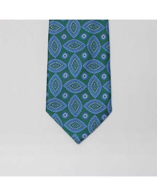 Harvie & Hudson Blue Green Abstract Woven Silk Tie for men