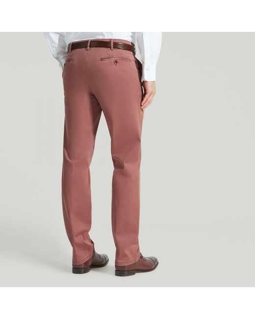 Harvie & Hudson Brown Brick Meyer Cotton Classic Trouser for men