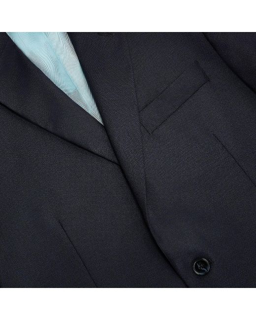Harvie & Hudson Blue Navy Textured Pure Wool Jacket for men