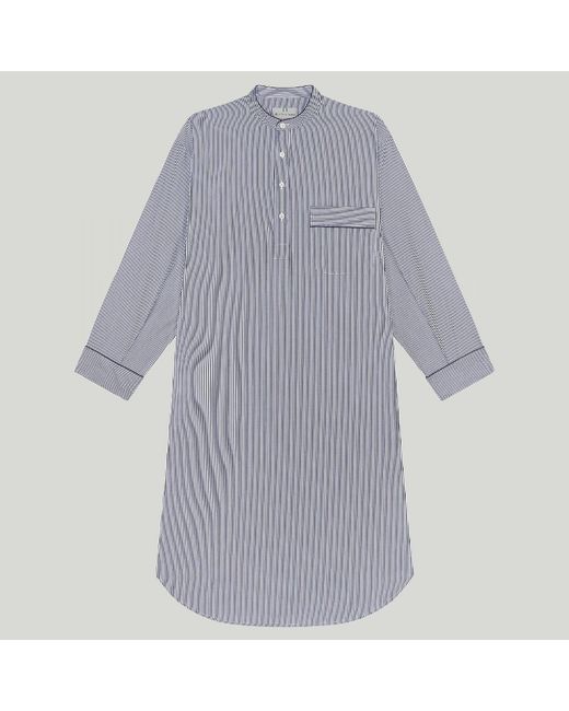Harvie & Hudson Blue Navy Bengal Cotton Nightshirt for men