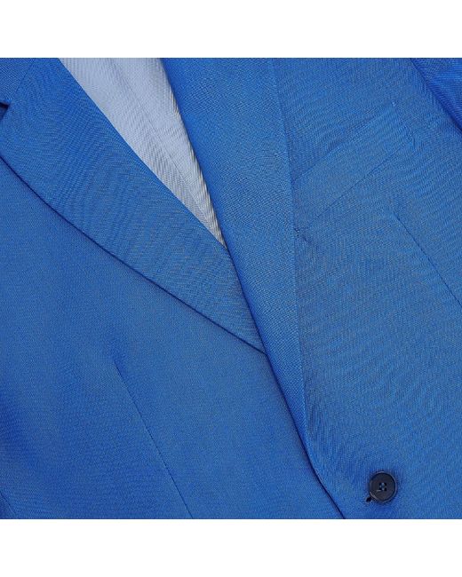 Harvie & Hudson Bright Blue Plain Linen Jacket for men