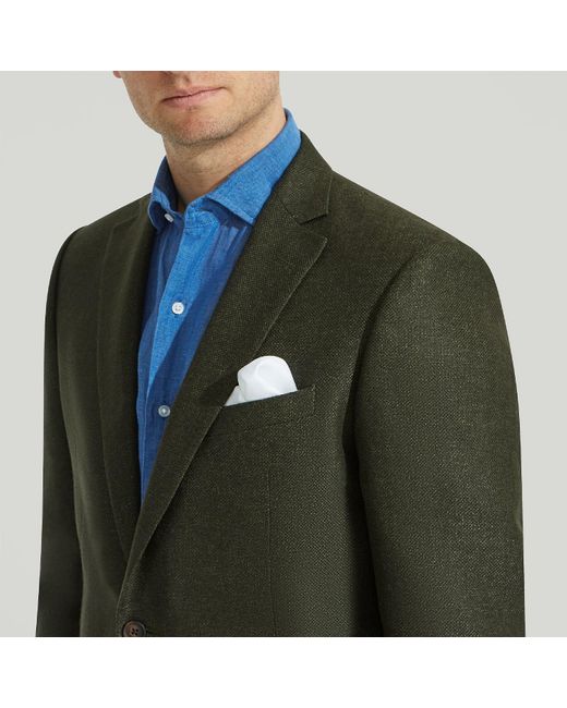 Harvie & Hudson Dark Green Marl Wool And Linen Jacket for men