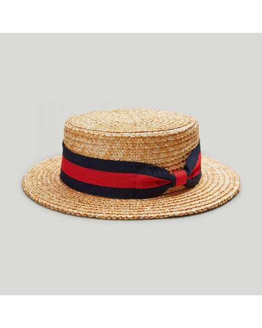 Harvie & Hudson Natural Straw Boater Striped Hat for men