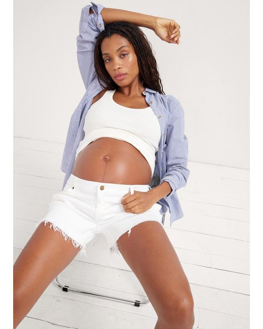 HATCH White The Cut Off Maternity Short