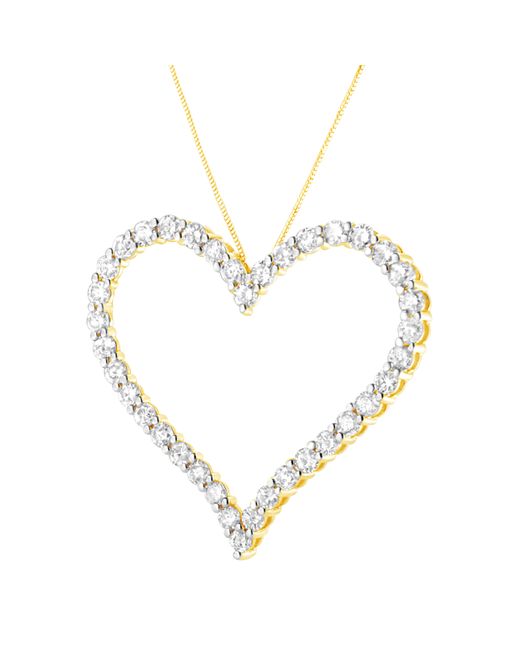 Haus of Brilliance Metallic 10K Plated .925 Sterling 3.0 Cttw Round-Cut Diamond Open Heart Pendant Necklace (J-K Color, I1-I2 Clarity)