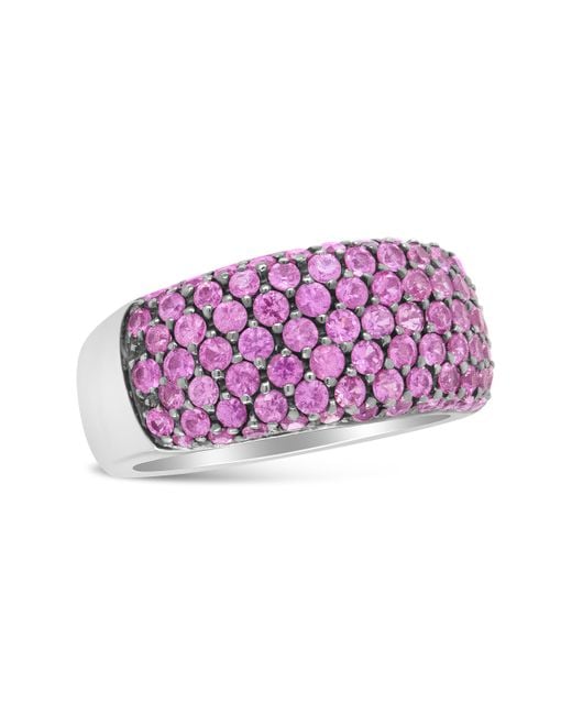 Haus of Brilliance Purple 18K And Rhodium Multi Row Sapphire Classic Band Ring