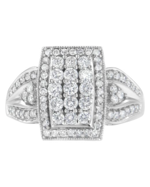Haus of Brilliance Gray 10K 1.0 Cttw Diamond Rectangular Cushion Shaped Cluster Halo Flared Band Cocktail Fashion Ring (H-I Color, Si2-I1 Clarity)