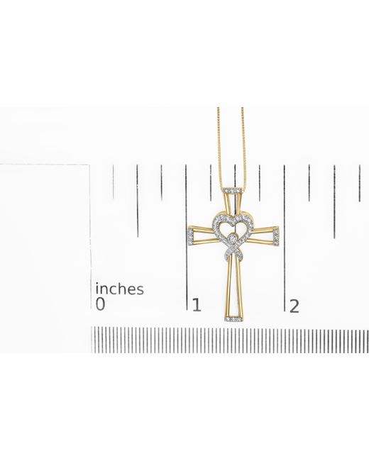 Haus of Brilliance Black 14K Plated .925 Sterling 1/6 Cttw Diamond Interlocking Heart And Ribbon Cross Pendant Necklace (H-I Color, I2-I3 Clarity)