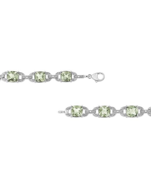 Haus of Brilliance Metallic 925 Sterling 7X7 Mm Cushion Cut Amethyst And 1/20 Cttw Round Cut Diamond Fashion Tennis Bracelet (I-J Color, I1-I2 Clarity)