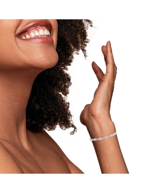 Haus of Brilliance Metallic 925 Sterling 1/2 Cttw Diamond Alternating Marquise And Starburst Shaped Link Bracelet (I-J Color, I2-I3 Clarity)