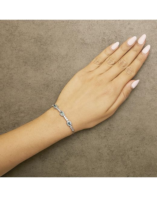 Haus of Brilliance Metallic 925 Sterling Swiss Topaz And Sapphire Bolo Bracelet