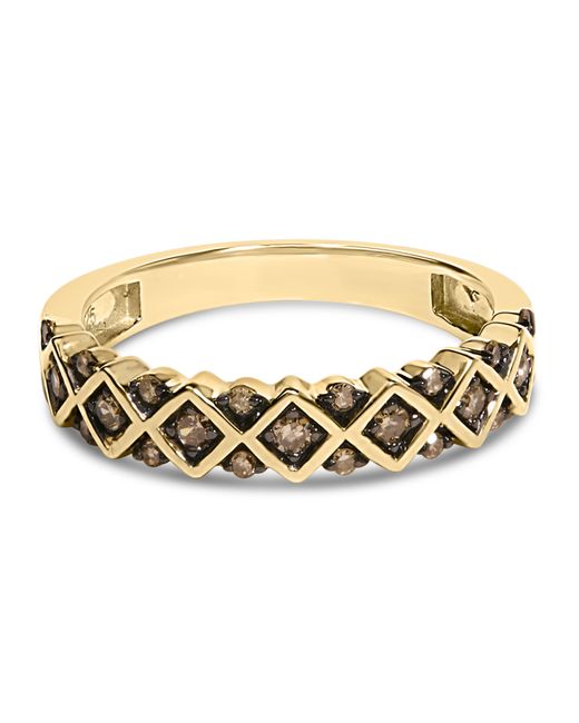Haus of Brilliance Metallic 10K Plated .925 Sterling 1/4 Cttw Champagne Diamond Geometric Band Ring