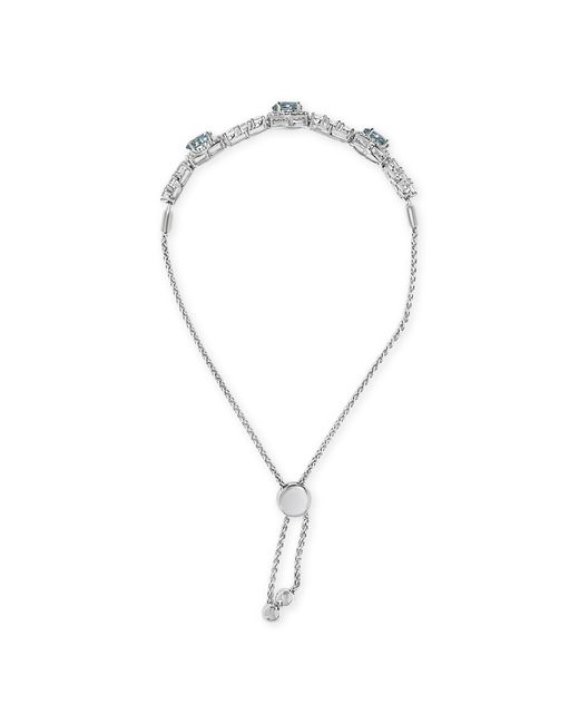 Haus of Brilliance Metallic 925 Sterling Swiss Topaz And Sapphire Bolo Bracelet