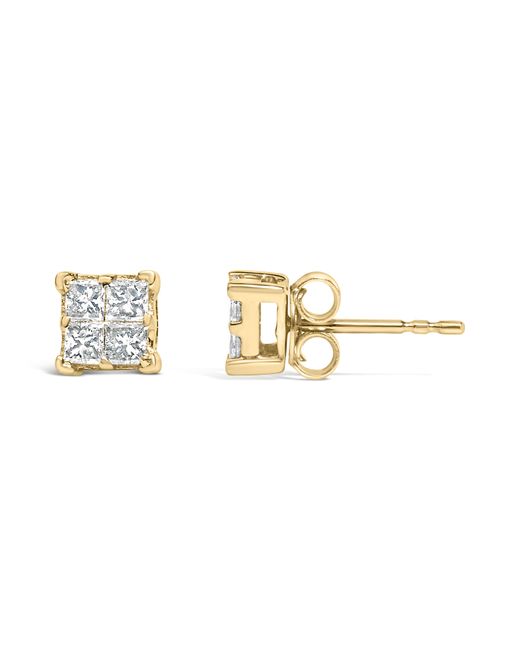 Haus of Brilliance Metallic 10Kt Princess Diamond Composite Stud Earring (1/2 Cttw, I-J Color, I1-I2 Clarity)