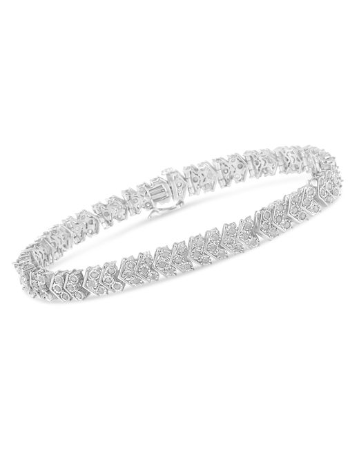 Haus of Brilliance Metallic 925 Sterling 2.0 Cttw Diamond Miracle-Set Nested Chevron Link 7" Tennis Bracelet (I-J Color, I3 Clarity)