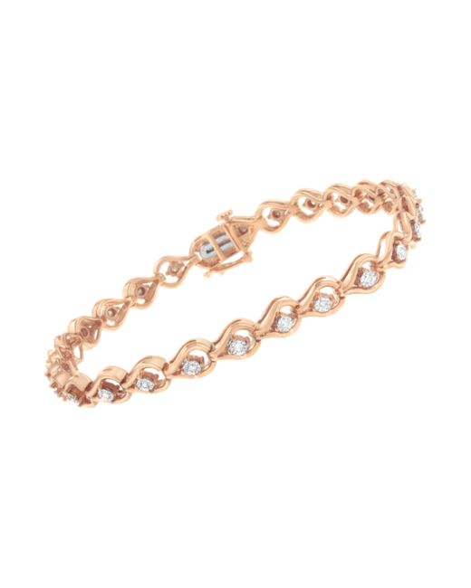 Haus of Brilliance Pink Over .925 Sterling 1/4 Cttw Diamond Miracle-Set Teardrop Shaped 7” Link Bracelet (I-J Color, I3 Clarity)