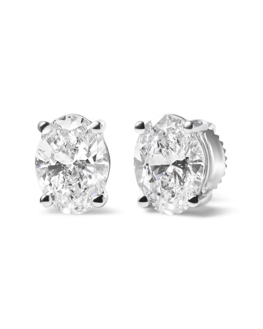 Haus of Brilliance Metallic 14K 3/4 Cttw Oval Shape Lab Grown Diamond Solitaire Stud Earrings (F-G Color, Vs1-Vs2 Clarity)