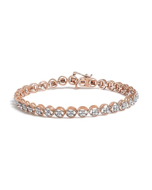 Haus of Brilliance Metallic 14K Over .925 Sterling 1/4 Cttw Diamond 7" Open Circle Wheel Link Tennis Bracelet (I-J Color, I2-I3 Clarity)
