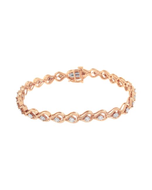 Haus of Brilliance Pink Over .925 Sterling 1/4 Cttw Diamond Miracle-Set Teardrop Shaped 7” Link Bracelet (I-J Color, I3 Clarity)