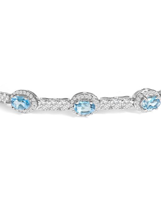 Haus of Brilliance Metallic 925 Sterling Swiss Topaz And Sapphire Bolo Bracelet