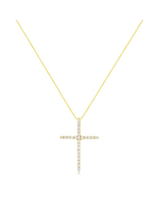 Haus of Brilliance Metallic 10K 2.0 Cttw Round Brilliant Cut Diamond Cross Pendant Necklace With Box Chain (J-K Color, I2-I3 Clarity)