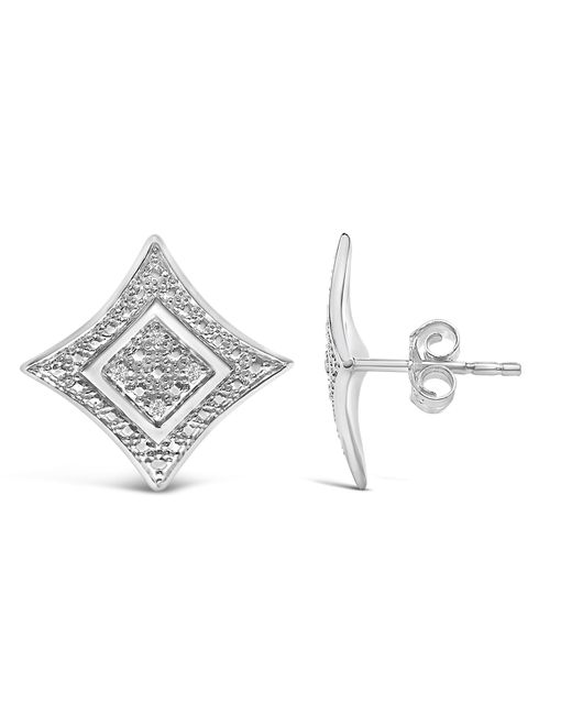 Haus of Brilliance Metallic 925 Sterling Diamond Accented 4-Stone Four Pointed Star Shaped Halo-Style Stud Earrings (H-I Color, I2-I3 Clarity)