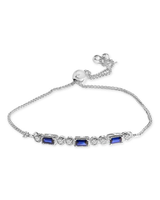 Haus of Brilliance Blue 925 Sterling Created Sapphire And Sapphire Bolo Bracelet