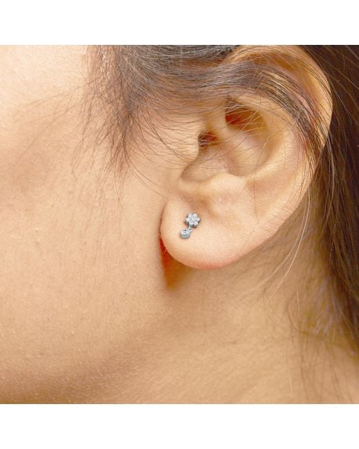 Haus of Brilliance Metallic 925 Sterling 1/10 Cttw Diamond Star Stud With Bezel Drop Dangle Earrings (I-J Color, I2-I3 Clarity)