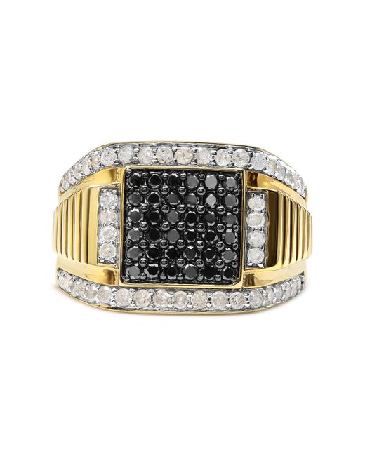 Haus of Brilliance Metallic 14K Plated .925 Sterling 1 1/2 Cttw And Treated Diamond Cluster Ring I-J Color, I2-I3 Clarity) for men
