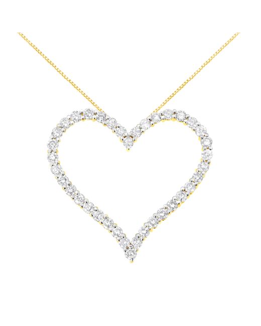 Haus of Brilliance Metallic 10K Plated .925 Sterling 3.0 Cttw Round-Cut Diamond Open Heart Pendant Necklace (J-K Color, I1-I2 Clarity)