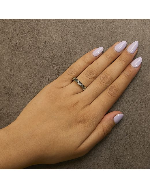 Haus of Brilliance Metallic 10K Plated .925 Sterling 1/4 Cttw Champagne Diamond Geometric Band Ring