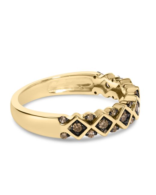 Haus of Brilliance Metallic 10K Plated .925 Sterling 1/4 Cttw Champagne Diamond Geometric Band Ring