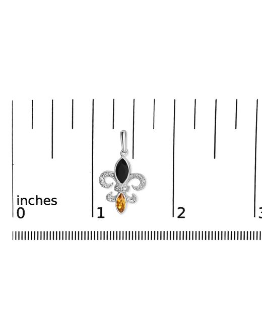 Haus of Brilliance White 925 Sterling Marquise Cut Onyx And Citrine With Diamond Accent Fleur De Lis Drop Stud Earrings (H-I Color, Si1-Si2 Clarity)