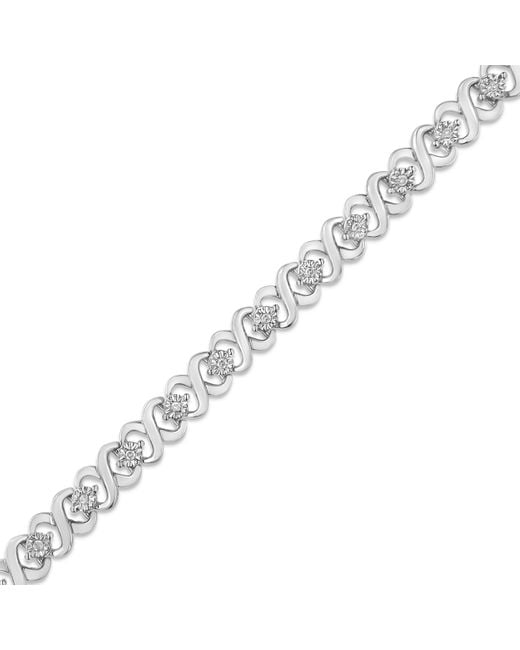 Haus of Brilliance Metallic 925 Sterling 1/6 Cttw Miracle Set Diamond Infinity Link And Station Tennis Bracelet (I-J Color, I3 Clarity)