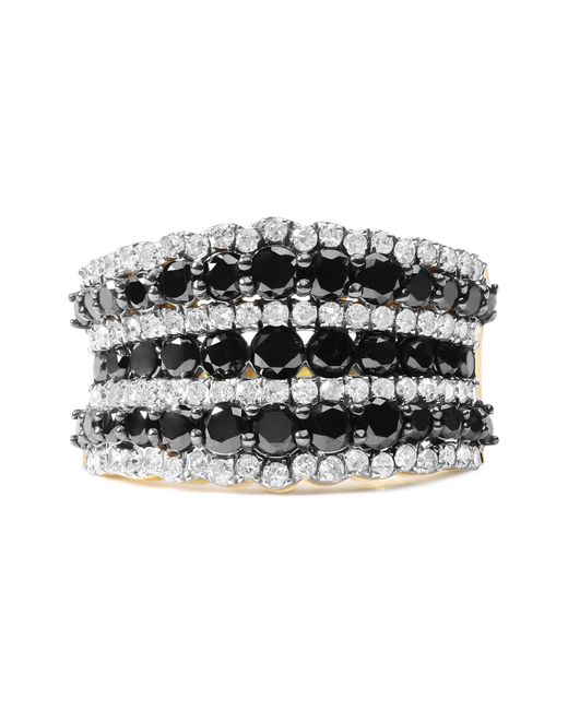 Haus of Brilliance Black 14K Plated .925 Sterling 1 3/4 Cttw Treated And Alternating Diamond Multi Row Band Ring I-J Color, I2-I3 Clarity) for men